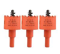 3 Pcs Bi-Metal Hole Saw HSS Centring Drill Bit, Plastic(Diameter 38mm)