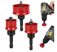3 Pcs Bi-Metal Hole Saw Sets 20 25 35mm M42 Bimetal Circular Hole Drill Kit Hex Shank Holesaw Kit for Wood Metal Copper Plaster PVC Steel Plate Drywall