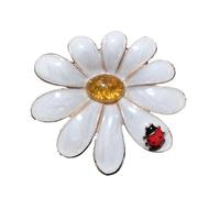3 Pcs Big Beautiful Daisy Flower Brooches For Women Unisex Little Ladybug And White Flowers Office Party Brooch Pins(Color 1)