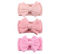 3 Pcs Big Bow Newborn Headbands Nylon Toddler Head Bands Baby Bowknot Headbands Infant Soft Hair Band Kids Elastic Hairband Baby Girl Bow Head Wraps Newborn Babygirl Hair Accessories Multi Color 2