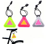 3 Pcs Bike Reflective Signs Waterproof Reflective Triangle Symbol for Saddle or Frame Night Cycling Safety Reflectors with Elastic Strap Hanging Triangle Warning Sign for Bicycle Backpack Pendant
