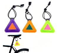 3 Pcs Bike Reflective Signs Waterproof Reflective Triangle Symbol for Saddle or Frame Night Cycling Safety Reflectors with Elastic Strap Hanging Triangle Warning Sign for Bicycle Backpack Pendant