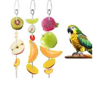 3 PCS Bird Food Holder, Small Animal Stainless Steel Fruit Vegetable Stick Holder Bird Feeder Toy Cage Foraging Hanging Food Feed Treating Tool for Parrots Cockatoo Cockatiel