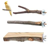 3 PCS Bird Perches, 15 cm Natural Wood Parrot Perch for Cage, Parrot Tree Branch Platform for Budgie Lovebird Finches
