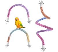 3 Pcs Bird Rope Perches Gradient Color, Bendable Parrot Bird Perch Rope Stand for Cage, Stand Climbing Stand Toy for Cockatiels, Lovebirds, Budgies, Parakeets (2 Short + 1 Long)