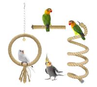 3 Pcs Bird Rope Perches Jute Rope, Bendable Parrot Bird Perch Rope Stand for Cage, Stand Climbing Stand Toy for Cockatiels, Lovebirds, Budgies, Parakeets