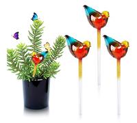 3 Pcs Bird Shape Plant Self Watering Globes, EBANKU Plant Waterer Colorful Automatic Glass Plant Watering Small Hand Blown Bulbs Devices for Indoor and Outdoor Garden Plants Keeps Soil Moist