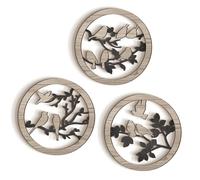 3 Pcs Bird Wall Decor Bird on Tree Branch Farmhouse Wall Decor 9.8 Inch Rustic Wood Art Sculpture Hanging for Living Room Kitchen Home Outdoor Bedroom Bathroom Office