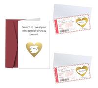 3 PCS Birthday Scratch Card Reveal Unique Boarding Pass Personalised Cards with Envelope and Heart Stickers for Travel