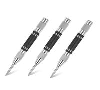 3 Pcs Black Automatic Center Punch, Steel Adjustable One-Handed Spring Impact Loaded Center Hole Punch, Metal Hole Punch Hand Push Tools for Machinists Glass Wood Thin Steel Sheets and More Materials