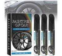 3 PCS Black Car Wheel Scratch Care Pen, Magic Car Scratch Repair Pen, Black Wheel Scratch Repair Pen, Permanent & No-Drip Formula, For Curb Rash & Scratch, For Alloy, Metal, Enamel (3PCS)