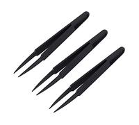 3 Pcs Black Electronic Plastic Tweezers Tip Anti-Static Tweezers