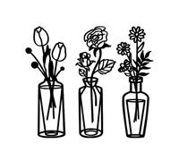 3 PCS Black Flower Wall Art Decoration, 20cm Acrylic Art Deco Wall Art Wall Decor for Living Room Bathroom Bedroom Patio Balcony Kitchen