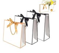 3 Pcs Black & Gold Birthday Gift Bag -12.6 x 4.3 x 10.6 Inches Large Party Favor Bag with Handles for Shopping Party Wedding Baby Shower Holiday Presents