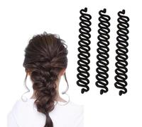 3 Pcs Black Hair Braiding Tool with Hook Magic Twist Bun Maker Roller Hair Styling Accessories Women Girls