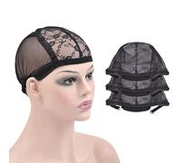 3 Pcs Black Lace Wig Caps for Wig Making Wigs Hair Net for Women with Adjustable Straps to Hold Wigs in Place (Black S)
