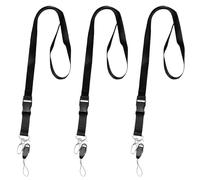 3 Pcs Black Neck Lanyard Strap with Detachable Buckle and Metal Lobster Clip, Office Badge Bulk Lanyards, Black Office Lanyard for Hanging ID Card Holder, Pass Card Badge, Keys or Mobile Phone