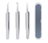 3 Pcs Blackhead Remover Tool Durable Extractor Tweezers Kit with Case for Facial Care Skin