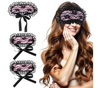 3 Pcs Blindfold Sleep Mask for Women, Lace Eye Mask Soft Breathable Blackout Sleeping Eye Covers for Women, Travel Sleep Satin Blind Folds