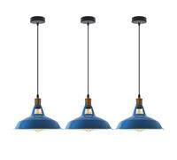 3 PCS blue Ceiling Pendant Light Fitting Retro Metal Lampshade E27 Base
