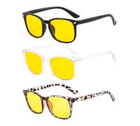 3 Pcs Blue Light Blocking Glasses, Anti Glare Gamer Glasses for Women Men Blue Light Filter Computer Glasses Yellow Lens Eyewear Vintage Eyeglasses Anti Eyestrain for Computer Screen TVs Mobile Phones
