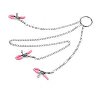 3 Pcs Body Clamp for Women Stainless Steel Nipple Clamps with Chain Necklace Sex Toys Clit Accessoire Sexeul Couple BDSM Gear Red One Size