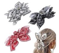 3 PCS Boho Hair Claw Clips for Women, Boho Bandana Extra Large Bow Knot Claw Clips for Thick Hair Adorable Hair Non-slip Western Hair Accessories