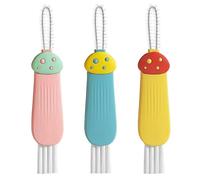 3 Pcs Bottle Brush Cleaner 3 in 1 Portable Cute Gap Cleaning Brush Rotating with Bushes & Remover Mushroom Shape Cup Lid Cleaning for Tea Cups, Nipples, Keyboard Bottle Cleaner