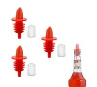 3 PCS Bottle Pourers And 3 PCS rubber pourers dust cap covers Syrup Pourer Pour Spouts Plastic Liquor Bottle Pourers with Rubber Pourers Dust Cap Covers Bottle Pourers (Red)