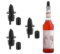 3 PCS Bottle Pourers And 3 PCS rubber pourers dust cap covers Syrup Pourer Pour Spouts Plastic Liquor Bottle Pourers with Rubber Pourers Dust Cap Covers Bottle Pourers (Black)