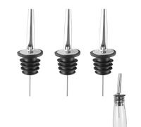 3 Pcs Bottle Pourers for Spirits,304 Stainless Steel Speed Pourers,Silver Spirit Pourers,Bottle Pourers with Rubber Stopper,Drink Pourers for Spirits,for Most Wine Bottles in Restaurants,Bars