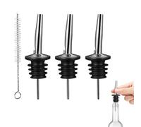 3 Pcs Bottle Pourers for Spirits, Liquor Pourer, Speed Pourers Wine Bottle Spirits Pourers Tapered Spout with Rubber Dust Caps, for Olive Oil Coffee Syrup Vinegar Bottles, with Cleaning Brush