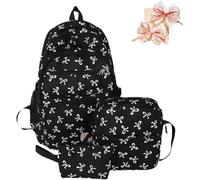 3 PCS Bow Backpack Set For Girls,School Bag For Girls,Cute Bow School Backpack Sets, Girls Rucksack For Teenage Secondary Primary Middle School (G Bow Black)