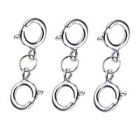 3 Pcs Bracelet Extender, 925 Sterling Silver Necklace Clips Double Clasps, Necklace Extension Safety Chain Jewellery Connector for Bracelet Jewellery Clips