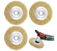3 Pcs Brass Coated Wire Brush Wheel,Wire Brush For Angle Grinder,Angle Grinder Wire Brush For Cleaning, Rust Removal, Polishing, Deburring & Paint Removal(100mm)