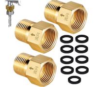 3 PCS Brass One-Way Check Valve with 9 Gaskets - 1/2" Female to Male Backflow Preventer Fitting, Pipe Adapter for Tub Spout, Water Heater, Shower & Plumbing