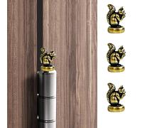 3 Pcs Brass Owl Hinge Heads Decorative Topper, Magnetic Hinge Head Toppers, Fun Bird Gifts for Women Mom Grandma Wife, Vintage Bird Statue Door Hinge Head Home Decoration (Squirrel)