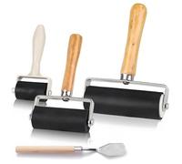 3 Pcs Brayer Roller for Crafts, 3 Sizes of Rubber Roller with 1 Scraper for Printmaking DIY Art Craft Ink Applicator Art Craft Oil Painting Tool (1.4 in/2.4 in/4 in)