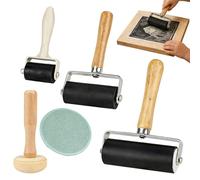3 Pcs Brayer Roller for Crafts, 3 Sizes of Rubber Roller, with Mushroom Roller and Plastic Stamp Making Pressure Plate for Printmaking, DIY Art Craft (3.5CM/6CM/10CM)