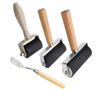 3 Pcs Brayer Roller Set, 3 Sizes Rubber Roller with Scraper for Printmaking DIY Crafts, Ink Applicator Tool (1.4 in/2.4 in/4 in)