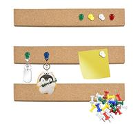 3 Pcs Bulletin Board Strips, Self Adhesive Pinboard Felt Pin Board Bar Strips Memo Board Brown Cork Board Tiles Notice Board Lightweight Bulletin Board Bar Strips with 20 Pushpins for Wall Decorative