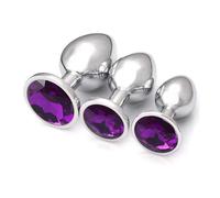 3 PCS Butt Plug, Stainless Steel Anal Plug in 3 Sizes, Rustproof Buttplug Anal Sex Toys for Men Women, Washable Butt Plugs Sex Toyscouples for Couples Gays (7cm 8.2cm 9cm) (Purple)