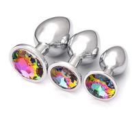 3 PCS Butt Plug, Stainless Steel Anal Plug in 3 Sizes, Rustproof Buttplug Anal Sex Toys for Men Women, Washable Butt Plugs Sex Toyscouples for Couples Gays (7cm 8.2cm 9cm) (Colourful)