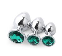3 PCS Butt Plug, Stainless Steel Anal Plug in 3 Sizes, Rustproof Buttplug Anal Sex Toys for Men Women, Washable Butt Plugs Sex Toyscouples for Couples Gays (7cm 8.2cm 9cm) (Green)