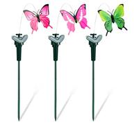 3 Pcs Butterfly Garden Stakes Realistic Fluttering Moving Flying Butterflies Waterproof Outdoor Butterfly Garden Decor Colorful Yard Art for Flower Pots Patio Lawn Balcony Decoration, 3 Bright Colors