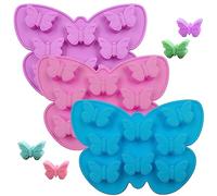 3 PCS Butterfly Mold Silicone,YuCool Chocolate Candy Gummy Baking,Butterfly Ice Cube Tray for Jelly,Pudding,Soap,Cake Mold(Pink,Blue and Purple)