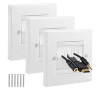 3 PCS Cable Brush Plate, Brush Wall Plate Cable Passthrough Wall Outlet, Wallplate Mounted Brushes Faceplate, Standard White Wallplate with White Brushes for Covering Outlets, Receptacles