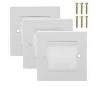 3 Pcs Cable Entry Cover, Single Gang Brush Wall Plate | Cable Wall Cover Brush Plate with Mounting Screws for Wires, Ethernet Cables, Receptacles and Tidying Cords