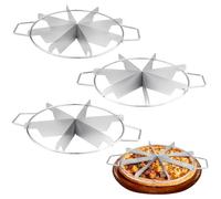 3 Pcs Cake Portion Cutter, Round Pie Slicer with Handle, 6/7/8 Slices Metal Equal Cheesecake Pizza Dividers for Kitchen Party Commercial Home, Silver