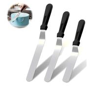 3 Pcs Cake Spatula Set, Professional Baking Tools, Stainless Steel Angled Offset Spatulas for Cake Decorating Frosting, 15/20/ 25cm Metal Blade with Plastic Handle for Cake Decorating, Pastry, Baking
